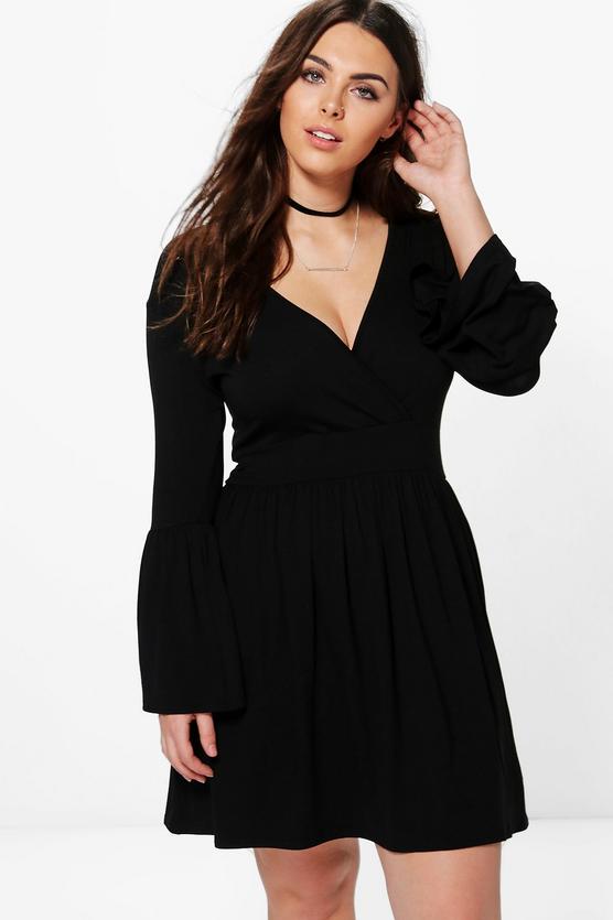 Plus Amelia Wrap Front Skater Dress